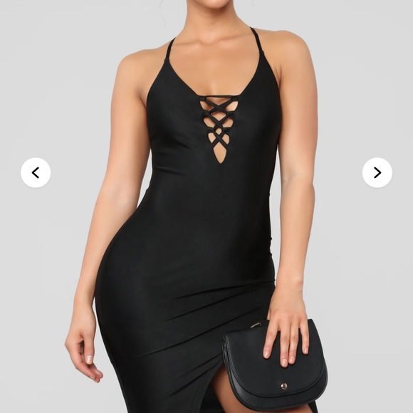 Azariah Lace Up Maxi Dress - Black - Picture 3 of 4